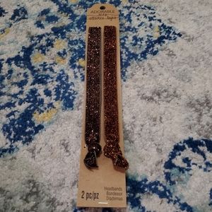 Adorable Ties Brown & Bronze Glitter Headbands 2 Piece Set